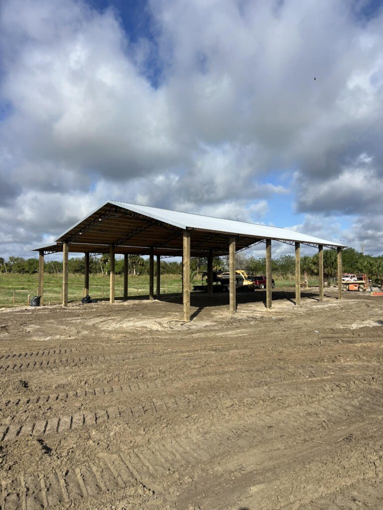Barn trusses and wooden posts