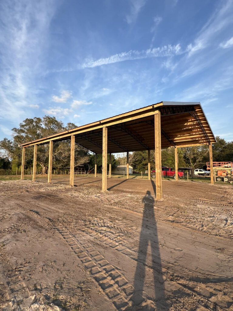 Barn frame under construction